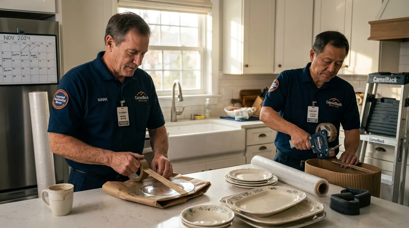 Professional crew packing kitchen dishware in Lewiston, ID
